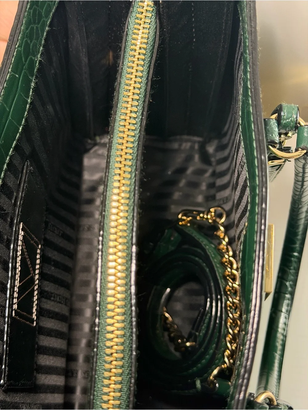Victoria's Secret Emerald Green Croc-Embossed Satchel